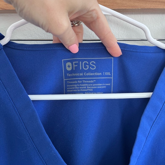 Figs Blue Scrub Set with Neon Accent - Picture 6 of 7